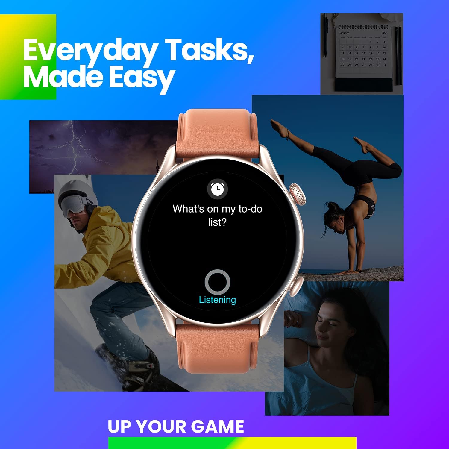 AMOLED Smart Watch GPS Bluetooth Calls 150 Sport Modes Brown