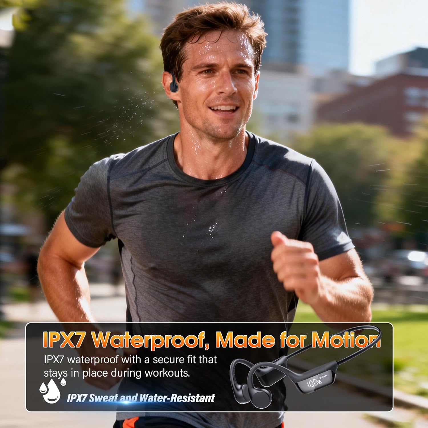 Bone Conduction Bluetooth Open Ear Headphones IPX7 Sport 10H