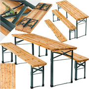Folding Wooden Picnic Table & Bench Set 8 Seater Garden BBQ Set