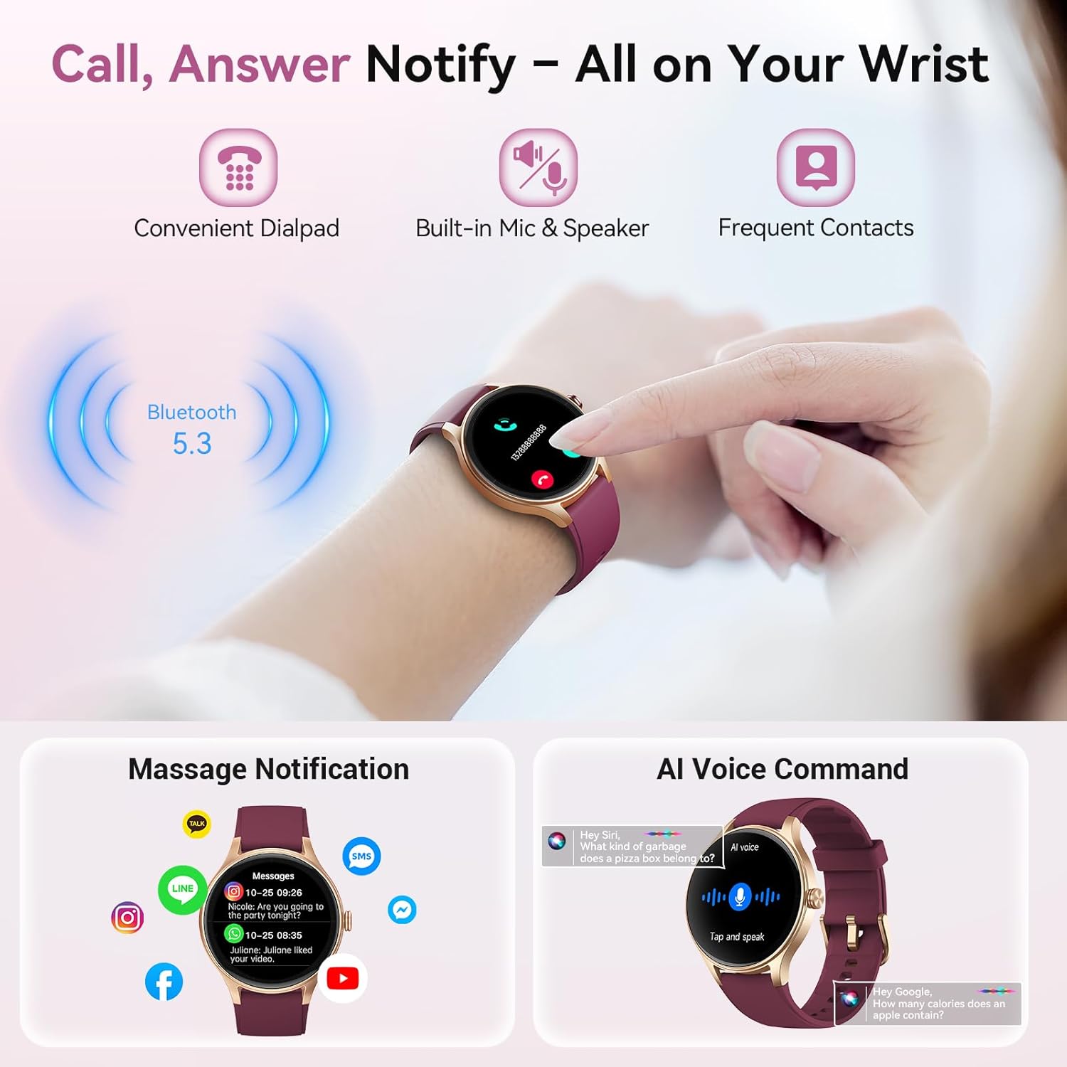 Women AMOLED Smart Watch Call 120 Sports Waterproof
