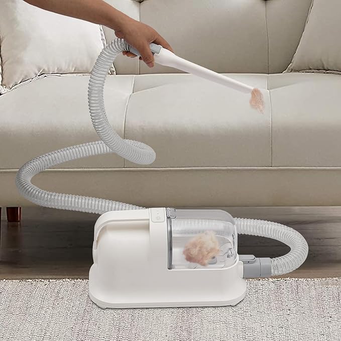 Dog Cat Grooming Vacuum Kit Quiet Low Noise 350W Clipper White