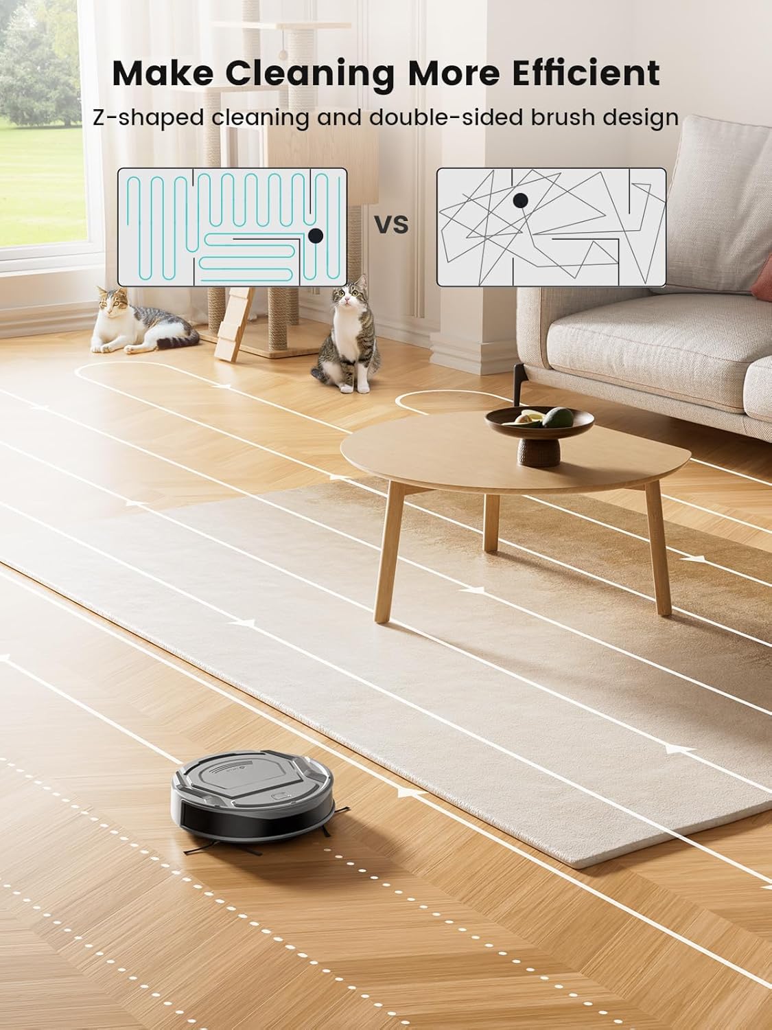 Robot Vacuum 4000Pa Smart Cleaner Slim 7.9cm Pet Hair