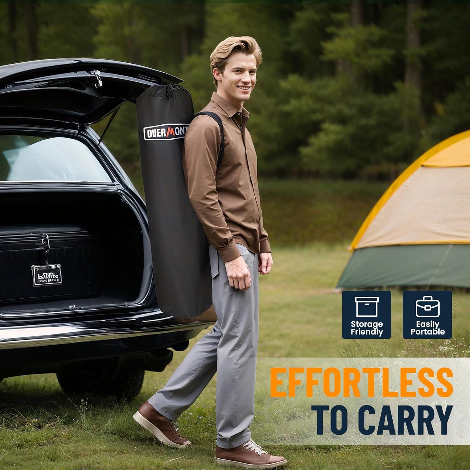 Oversized Camping Chair 150kg Lightweight Grey Folding