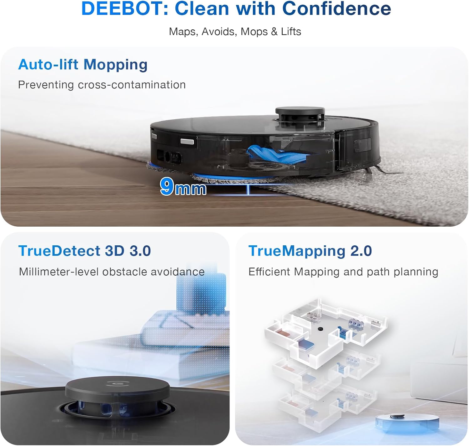 Robot Vacuum Mop Self Empty 11000Pa LiDAR Hot Wash Smart Clean