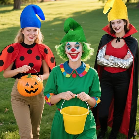 4PCS Gnome Hat Set Colorful Curly Christmas Cosplay Hats
