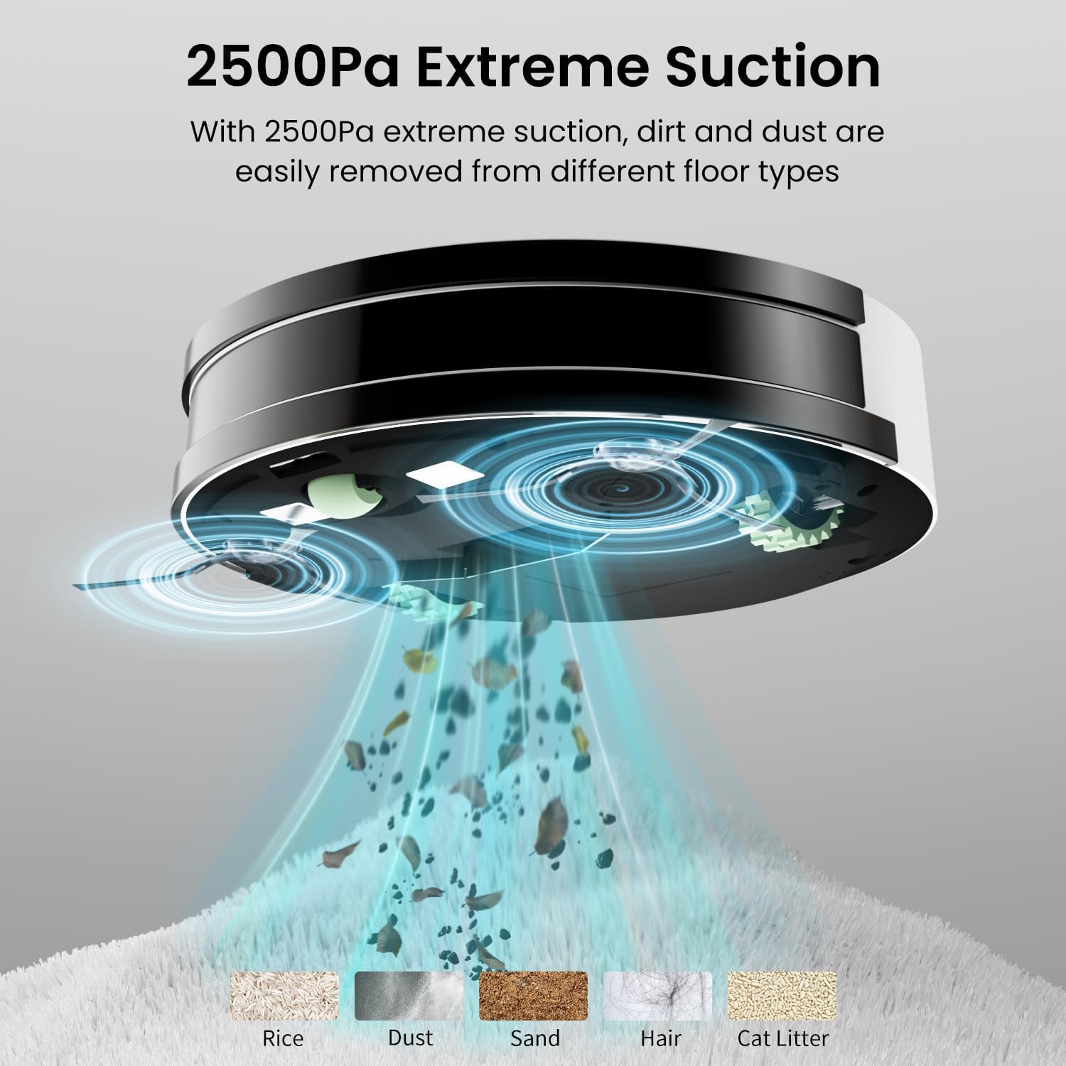 Robot Vacuum Mop 3in1 WiFi App Alexa 120Min Slim Pet Hair Clean