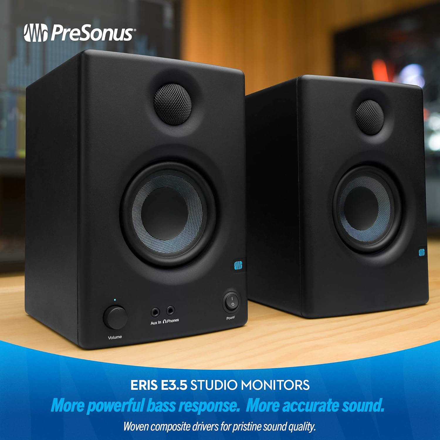 Powered Studio Monitor Speakers 3.5 Inch 50W Desktop Audio Pair