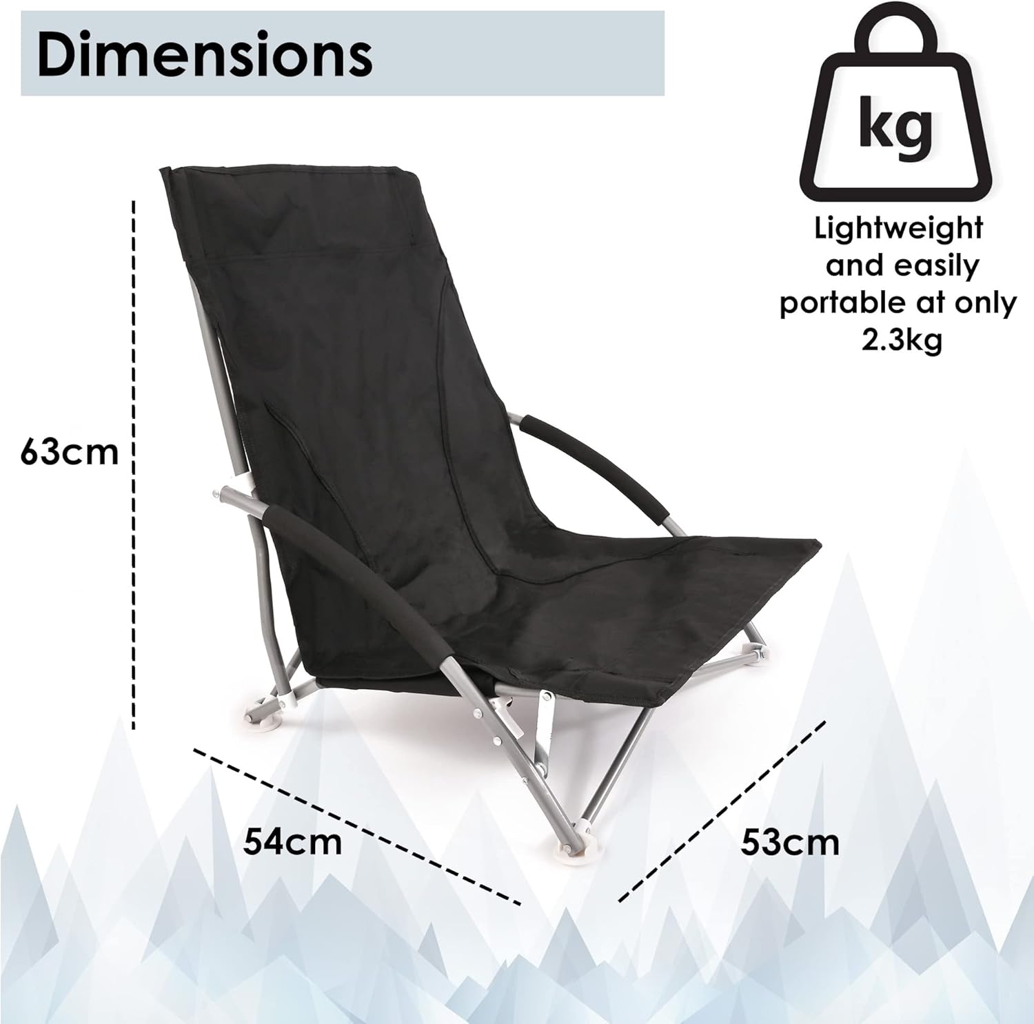 Set of 2 Low Folding Beach Chairs Black