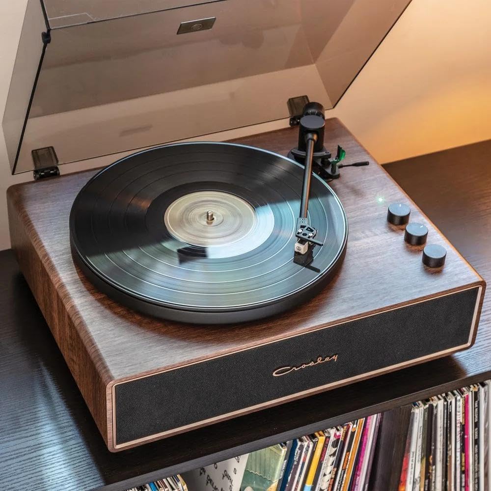 Bluetooth Vinyl Record Player with 60W Speakers Walnut