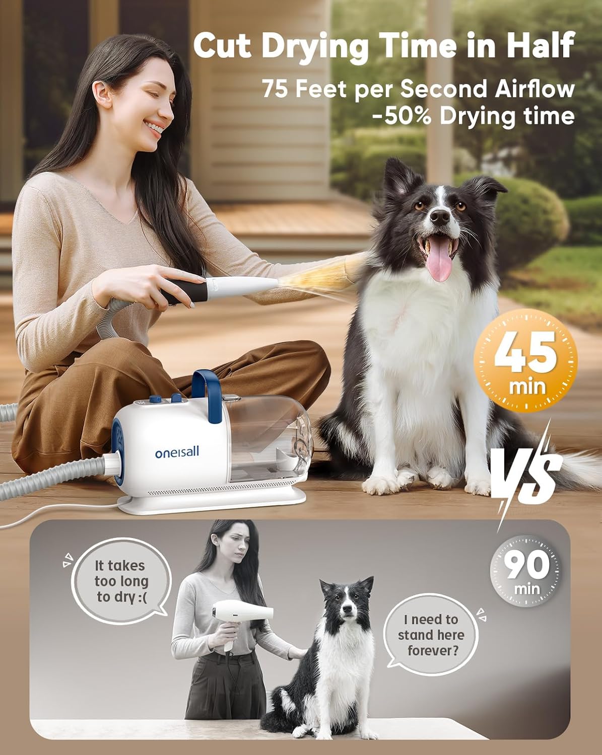 Dog Grooming Vacuum Dryer Clipper Kit 8 In 1 12000Pa