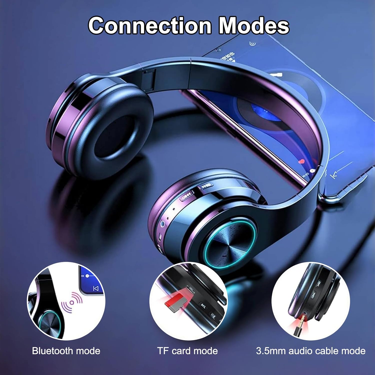 Wireless Over Ear Bluetooth Headphones Foldable HiFi Stereo Mic