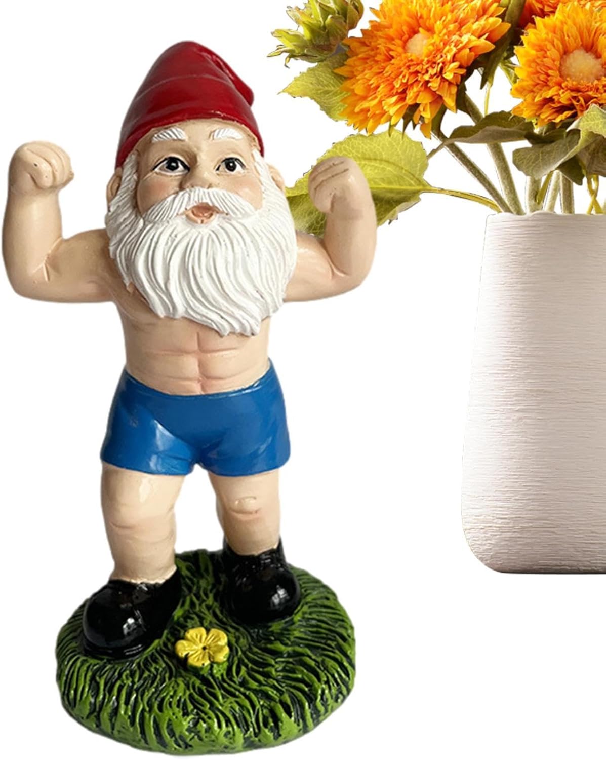 Funny Workout Garden Gnome Statues Resin Muscle Gym Decor Set