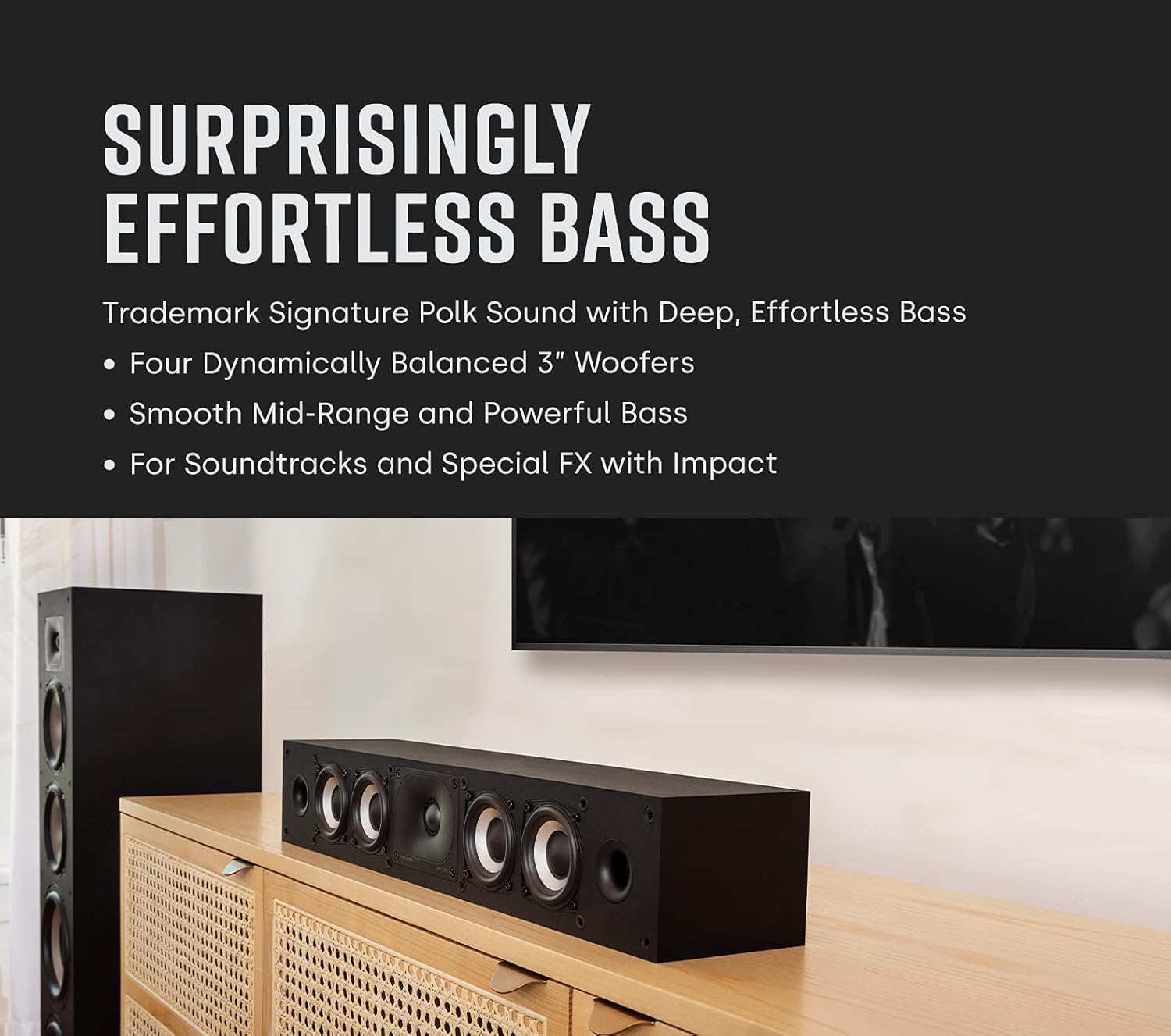 Center Channel Speaker Slim Dolby Atmos DTS X Hi Res Home Audio