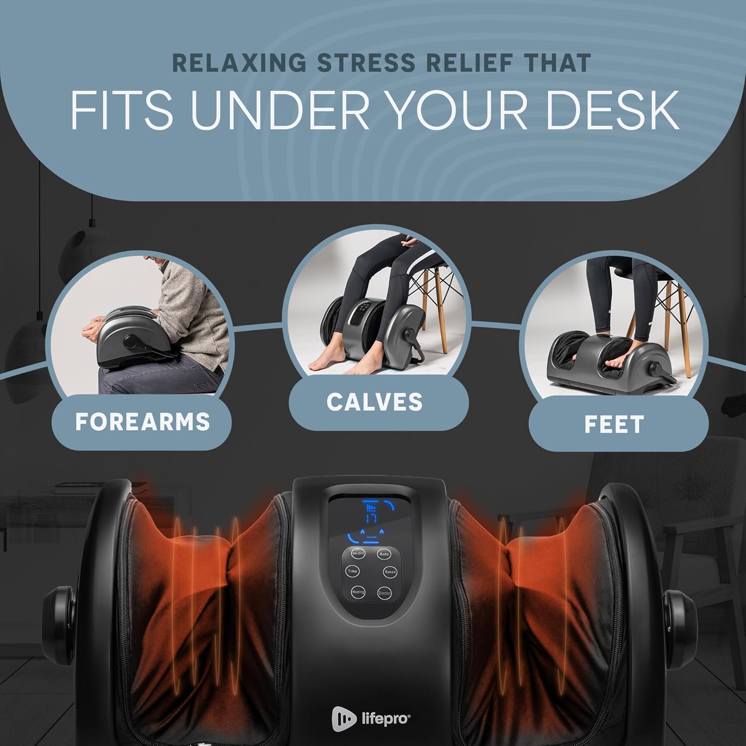 Shiatsu Foot & Calf Massager Heat Reflexology Roller Pain Relief