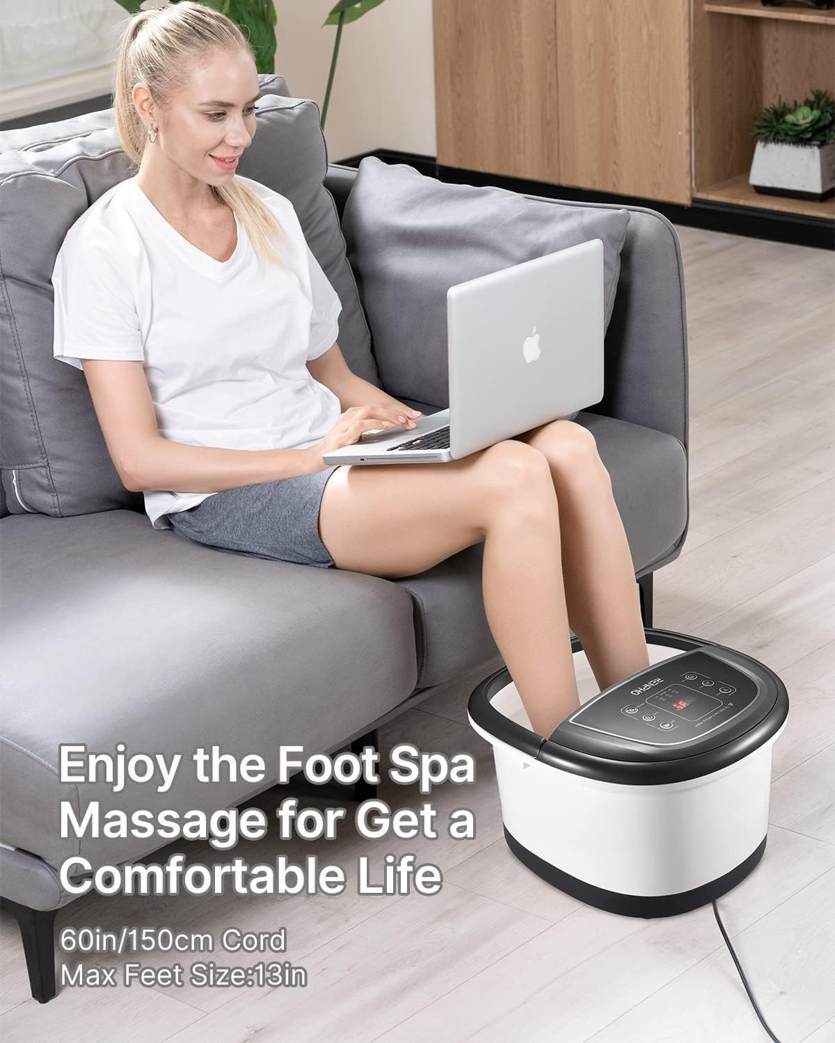 Foot Spa Massager Heat Auto Rollers Bubble Timer Temp Control