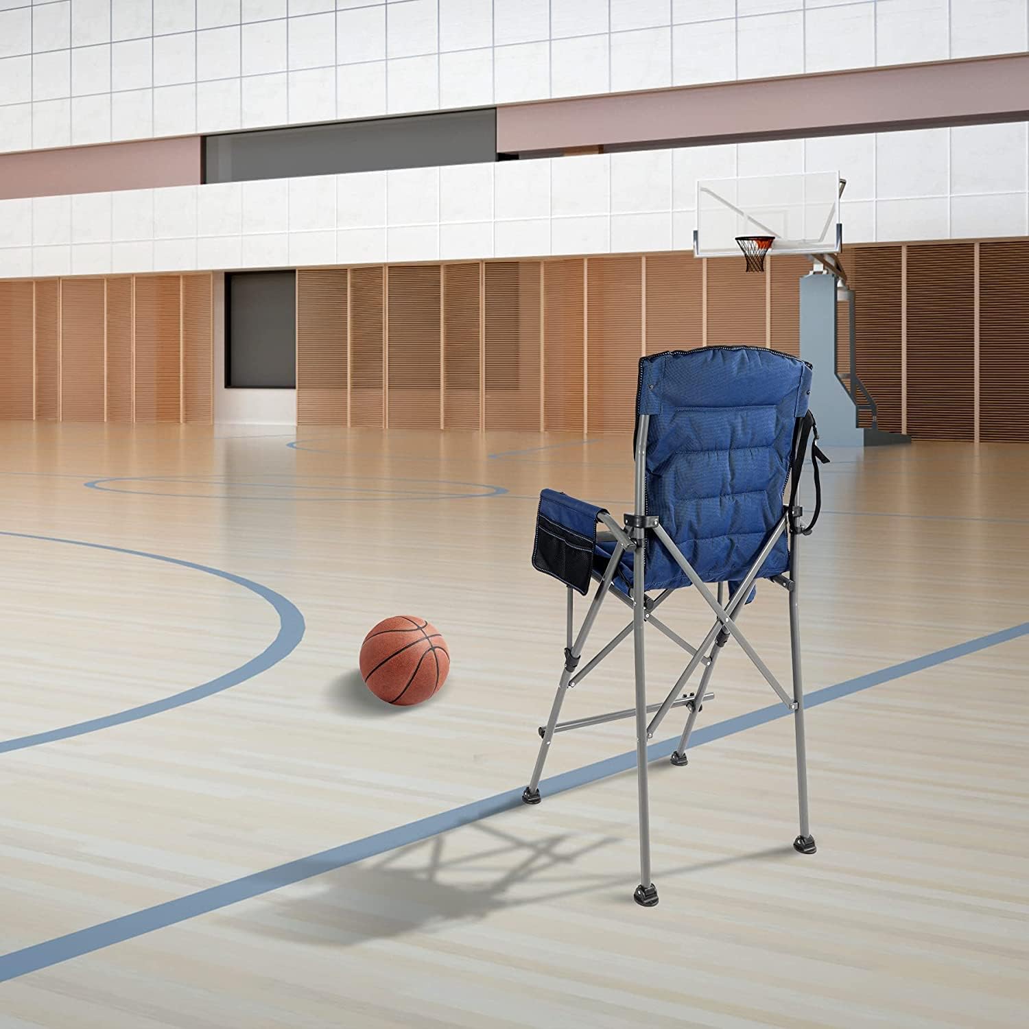 Extra Tall Folding Director Chair with Footrest Blue