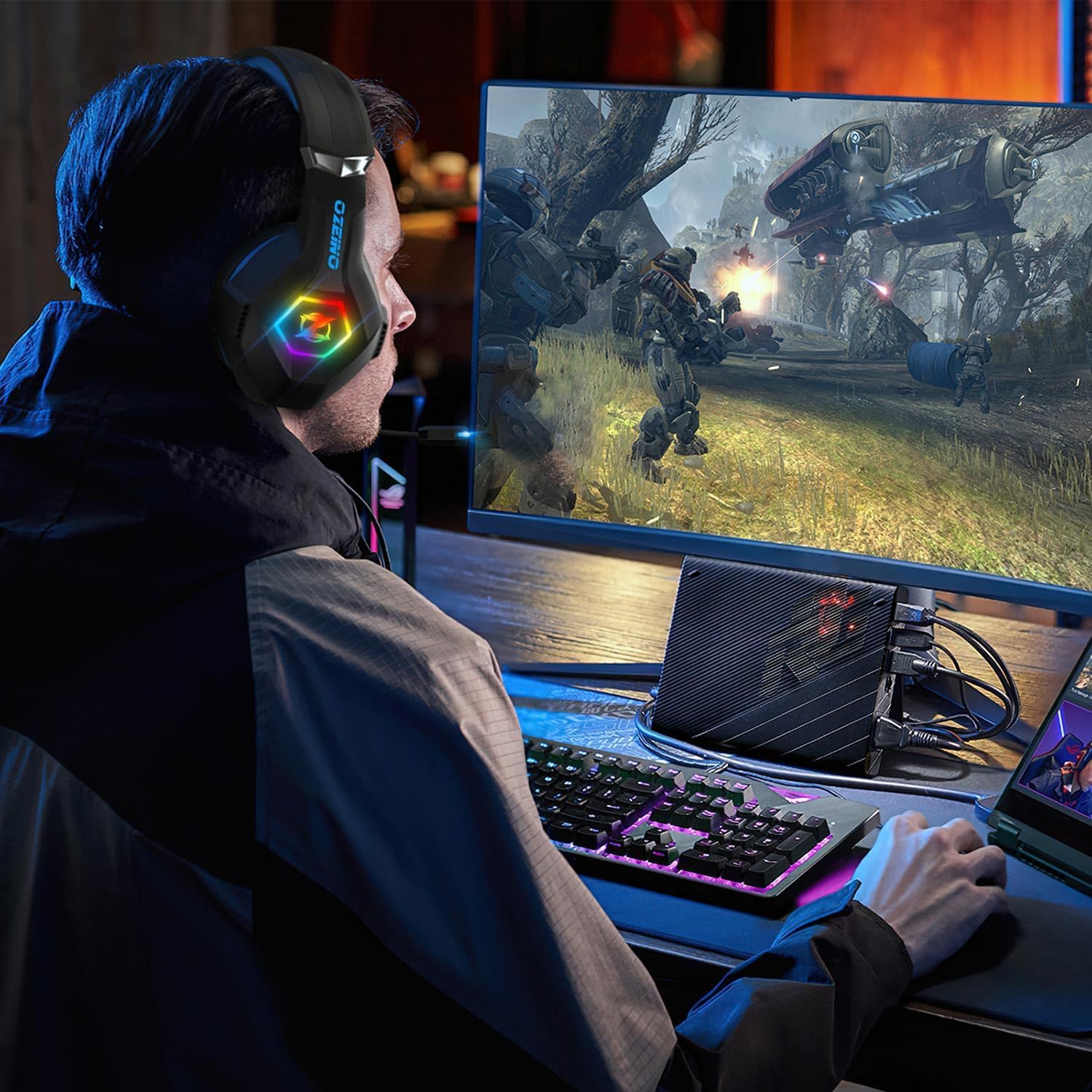 RGB Gaming Headset 50mm Stereo Surround Sound Mic 3.5mm