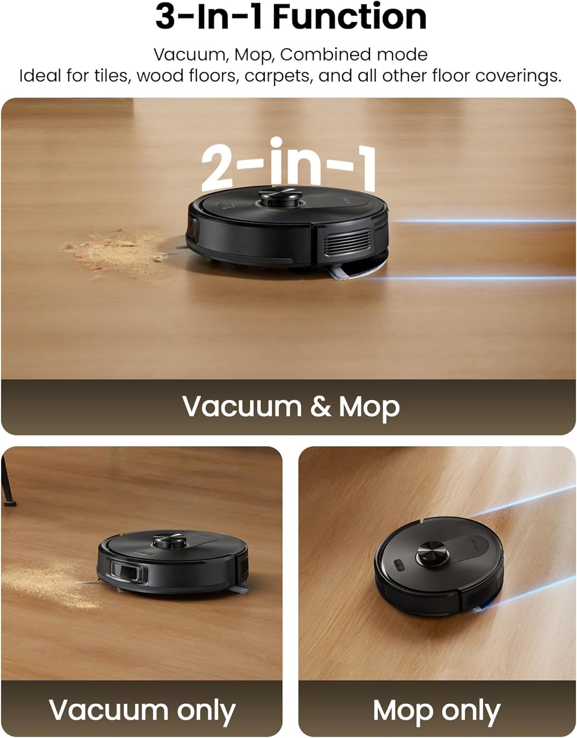 Robot Vacuum Mop 10000Pa Self Empty Bagless LiDAR 200Min