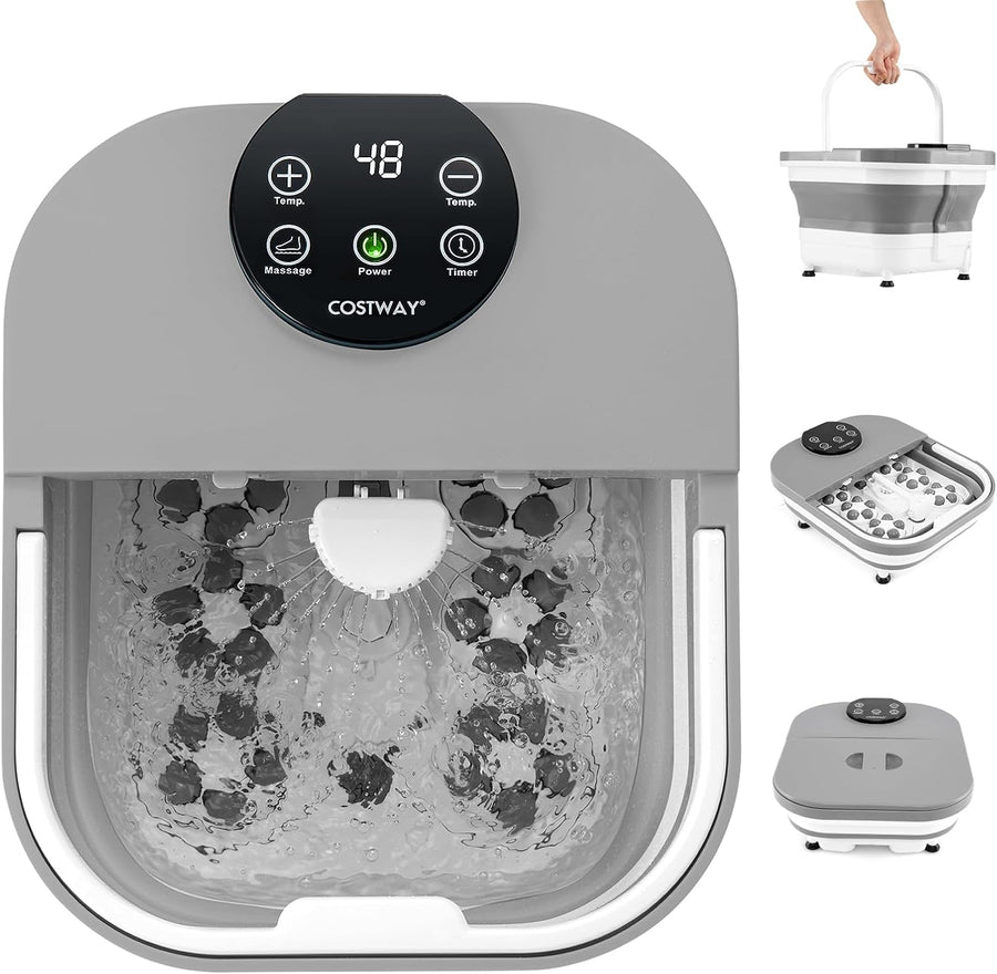 Foldable Heated Foot Spa Massager 30 Rollers Shower Timer