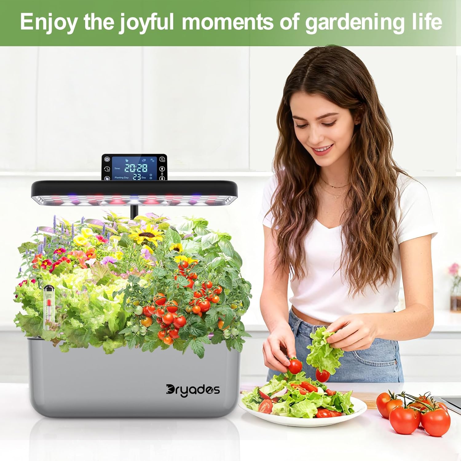 Hydroponic Growing System 12 Pods LED Indoor Herb Garden Silver