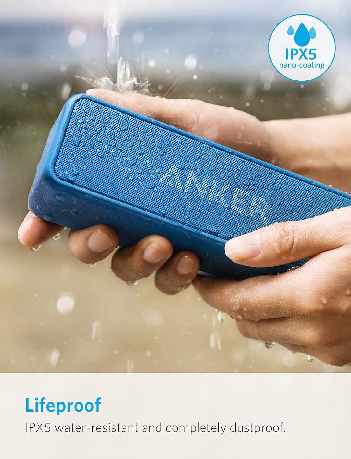 Portable Bluetooth Speaker 12W Stereo Bass Waterproof 24 Hour Playtime