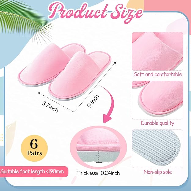 Kids Spa Party Supplies Set 24PCS Slippers Towels Headbands