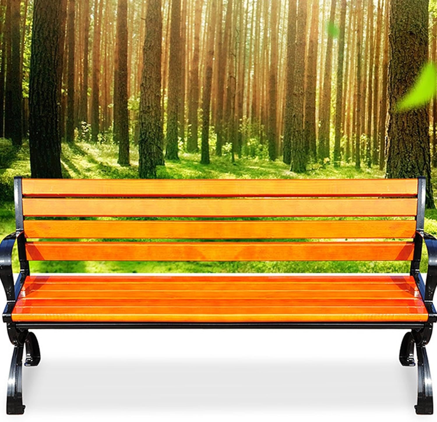 Wooden Garden Bench 120cm Outdoor Patio Seat with Armrests