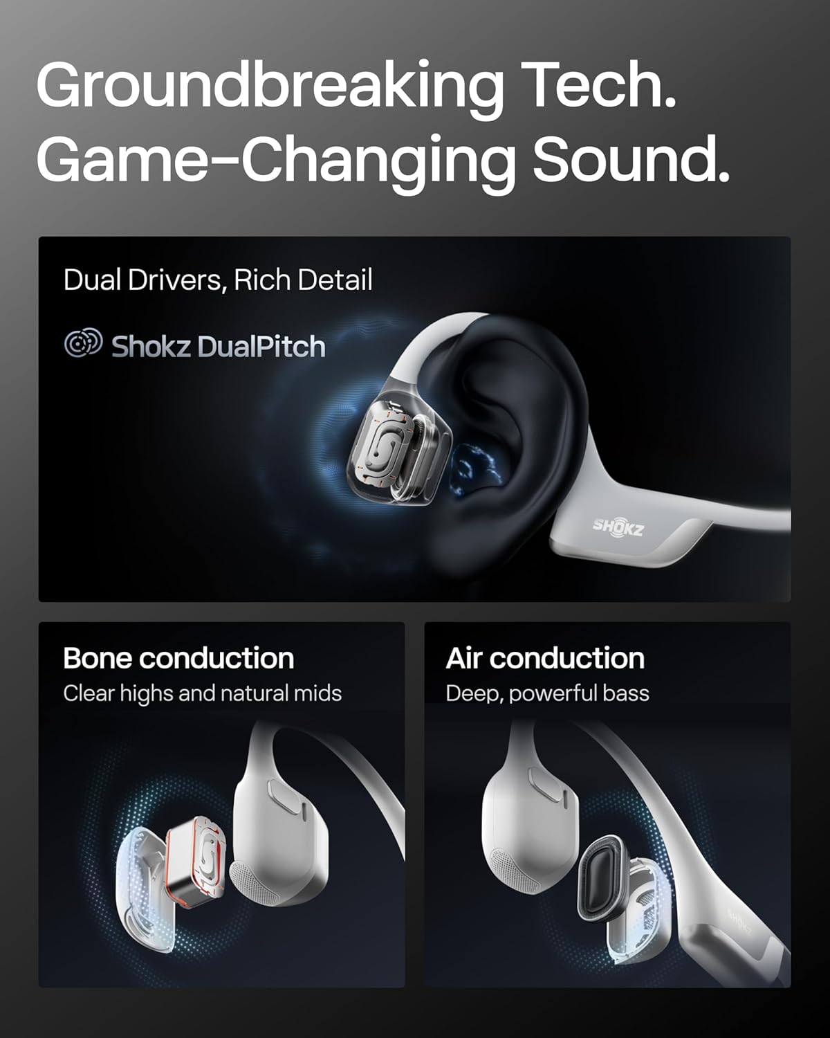 Open Ear Bone Conduction Headphones Bluetooth 12H Waterproof