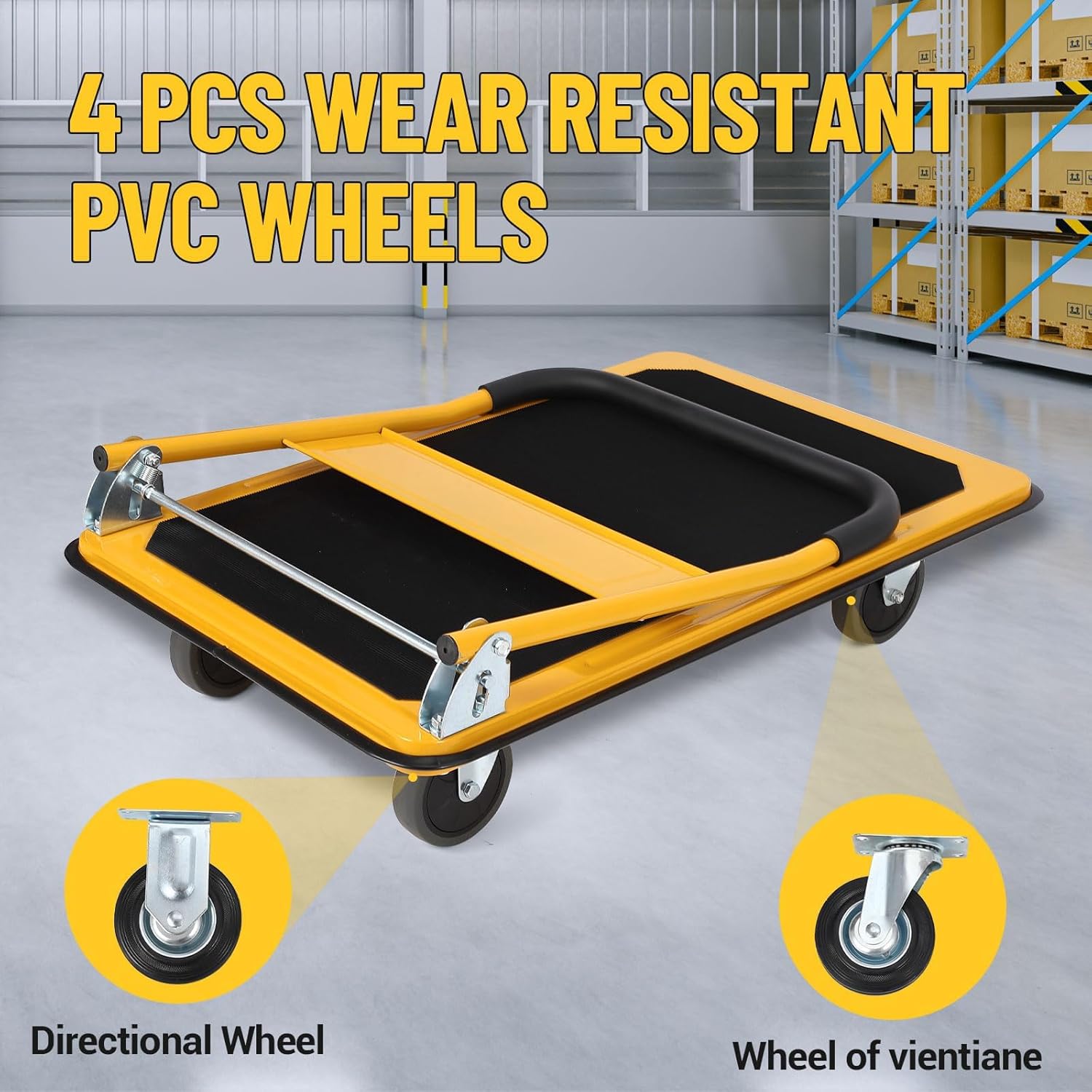 400KG Heavy Duty Platform Truck Folding Flatbed Trolley