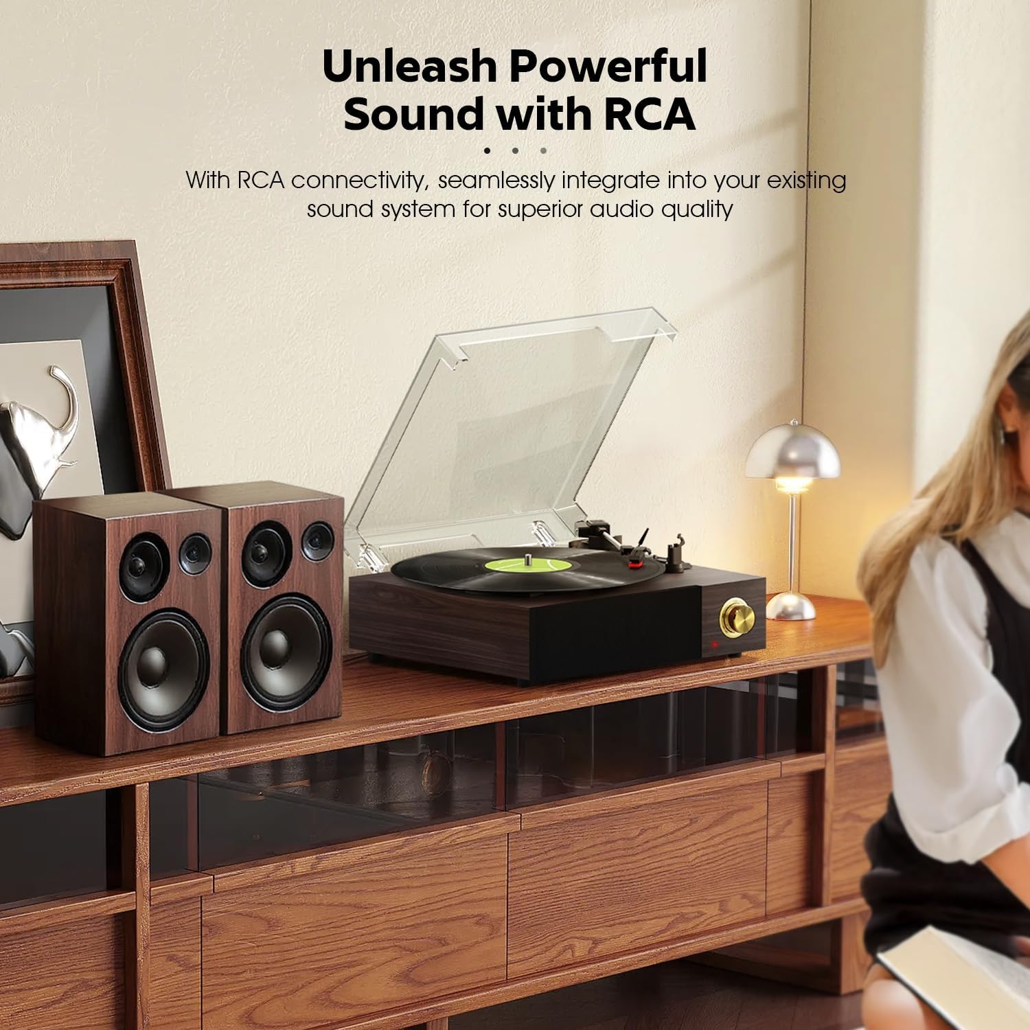 Bluetooth Vinyl Record Player Turntable with Speakers 3-Speed Belt Drive