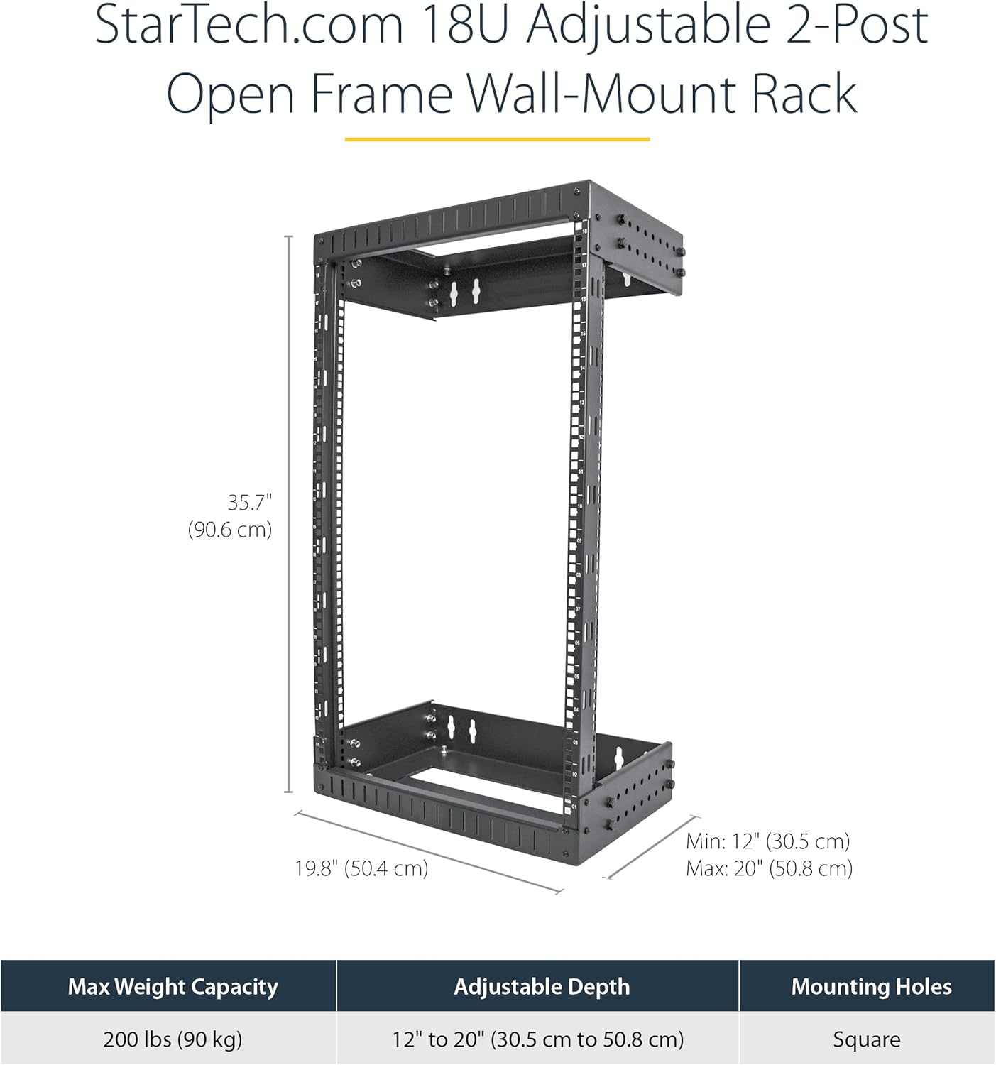 18U Wall Mount Network Rack 19 Inch Adjustable Heavy Duty Steel Frame