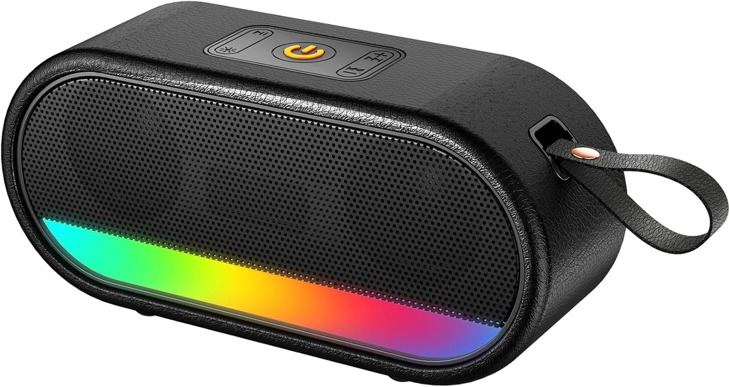 Portable Bluetooth Speaker 5.3 Bass Waterproof IPX6 RGB Lights