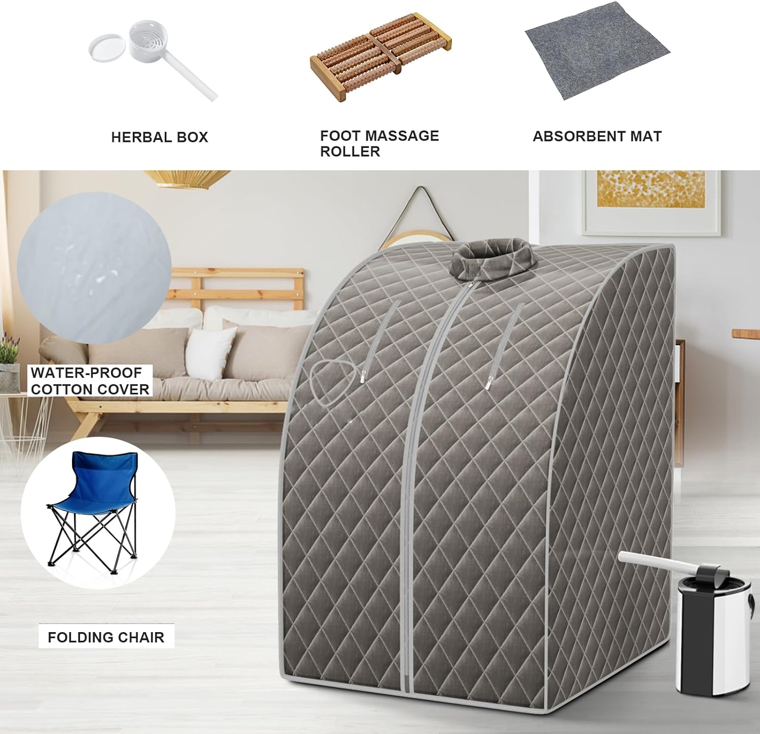 Portable Steam Sauna Tent Full Body Spa Folding Chair Remote Control
