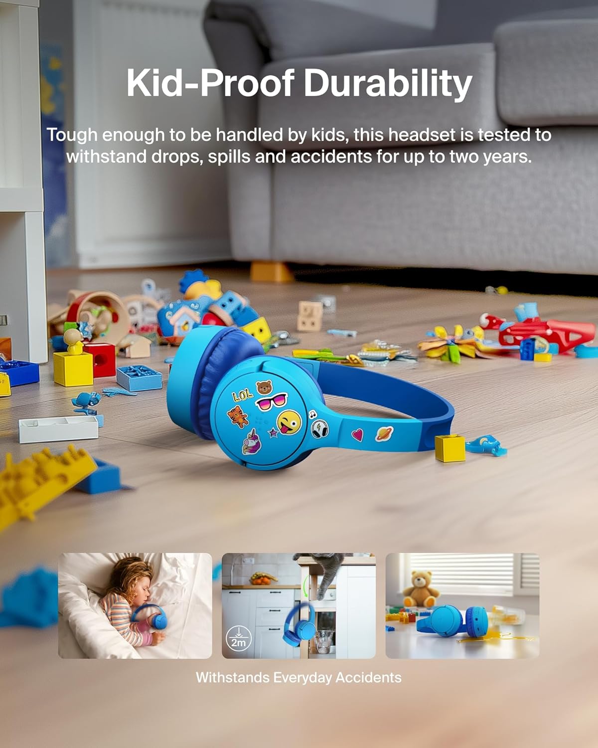 Kids Bluetooth Headphones With Mic Safe Volume 30 Hour Playtime