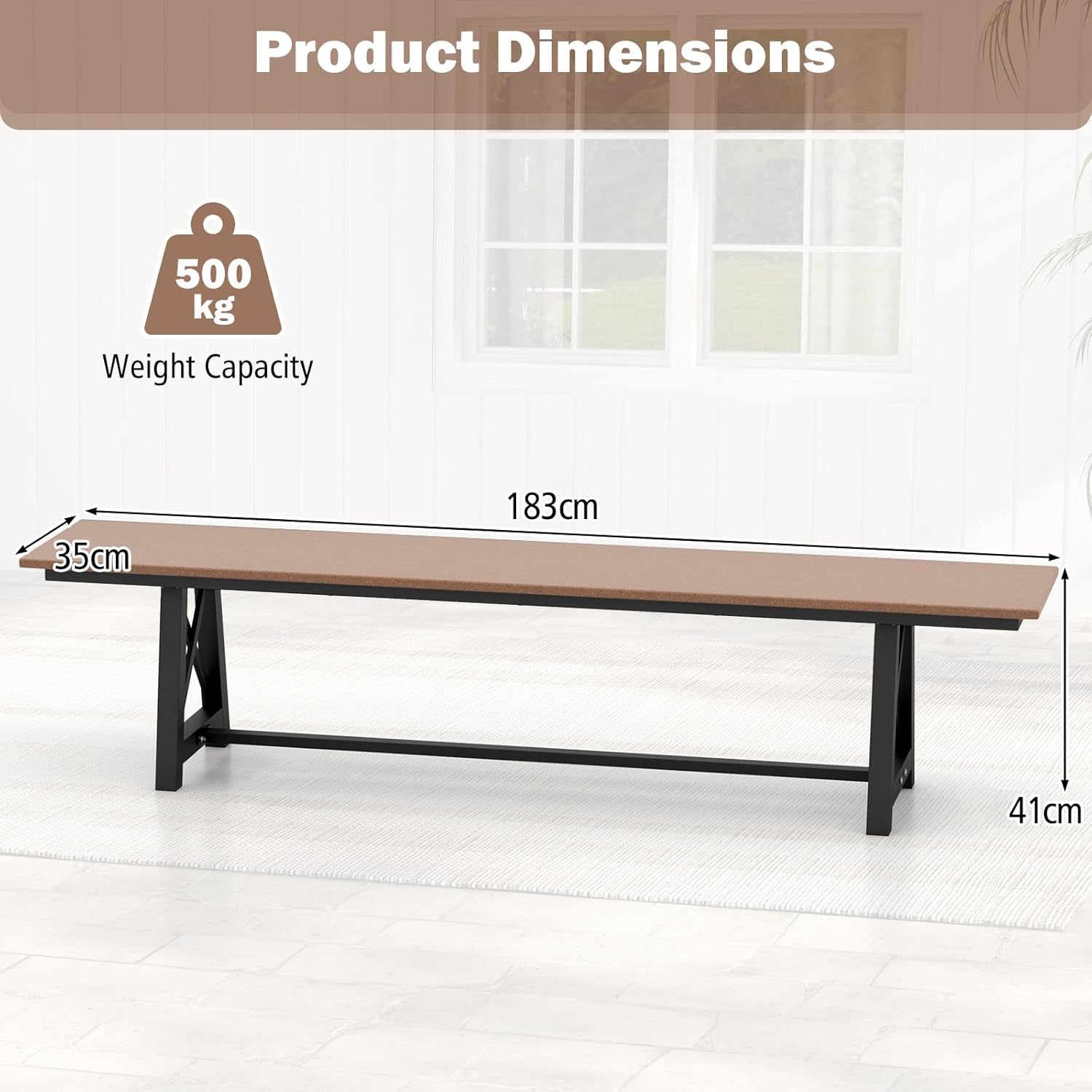4 Seater Outdoor Garden Bench 183cm Heavy Duty Patio Seat