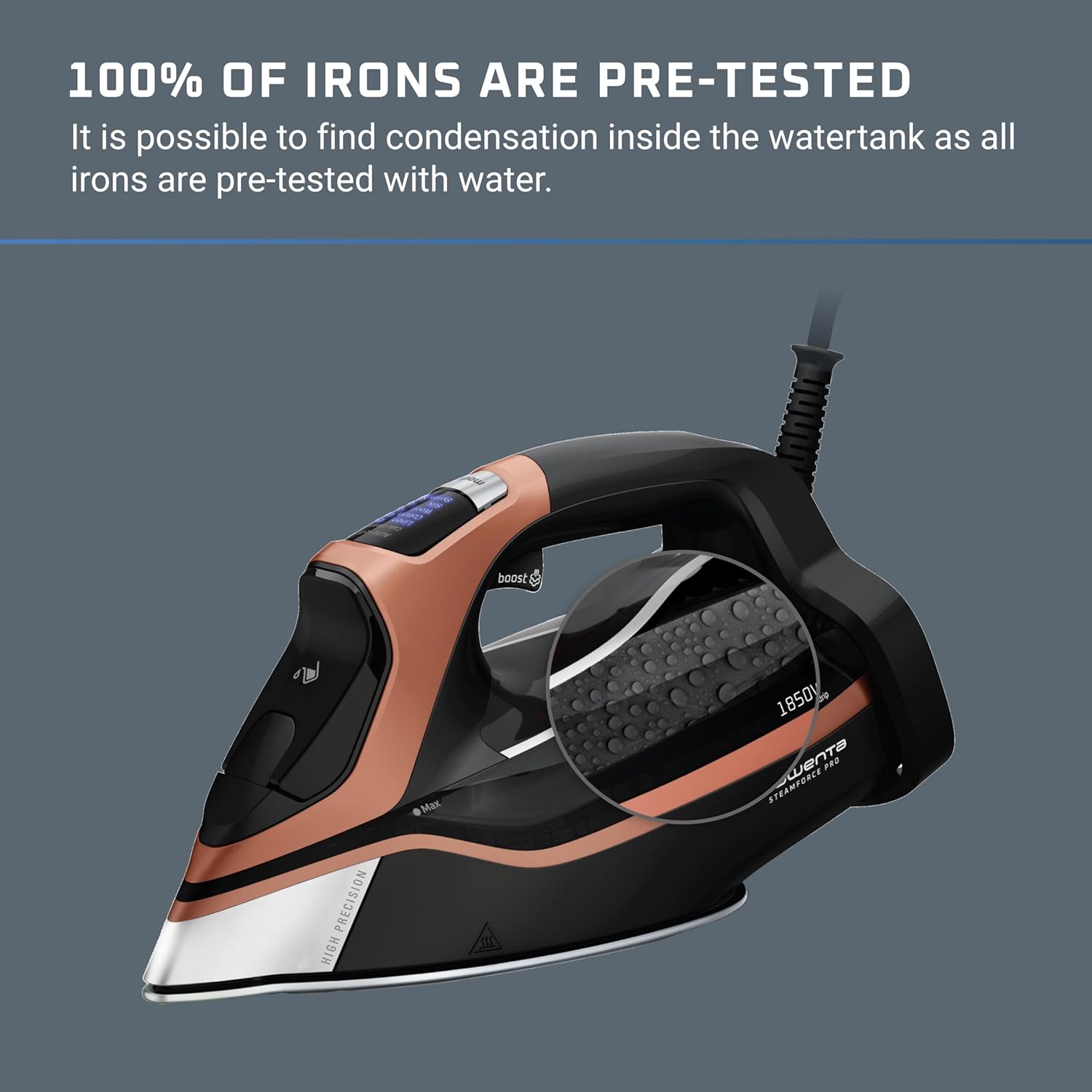 1850W Steam Iron Smart Screen 5 Presets Stainless Soleplate
