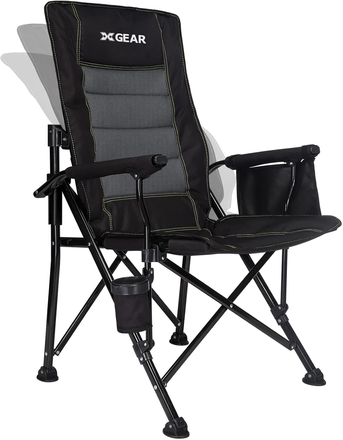 Adjustable Oversized Camping Chair with Lumbar Support Black