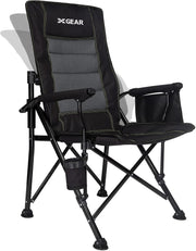 Adjustable Oversized Camping Chair with Lumbar Support Black