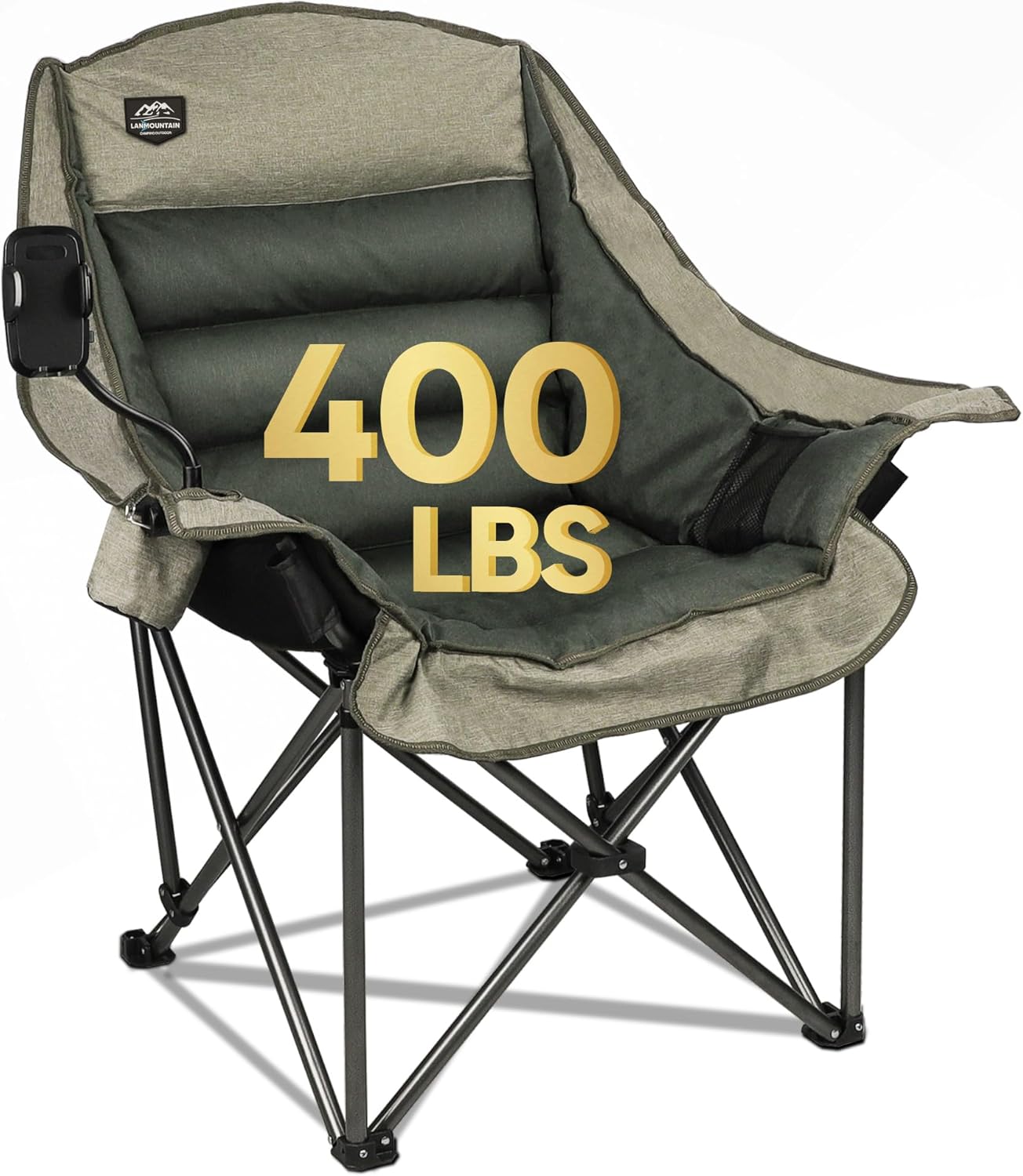 Oversized XL Camping Chair Foldable 400lbs Brown