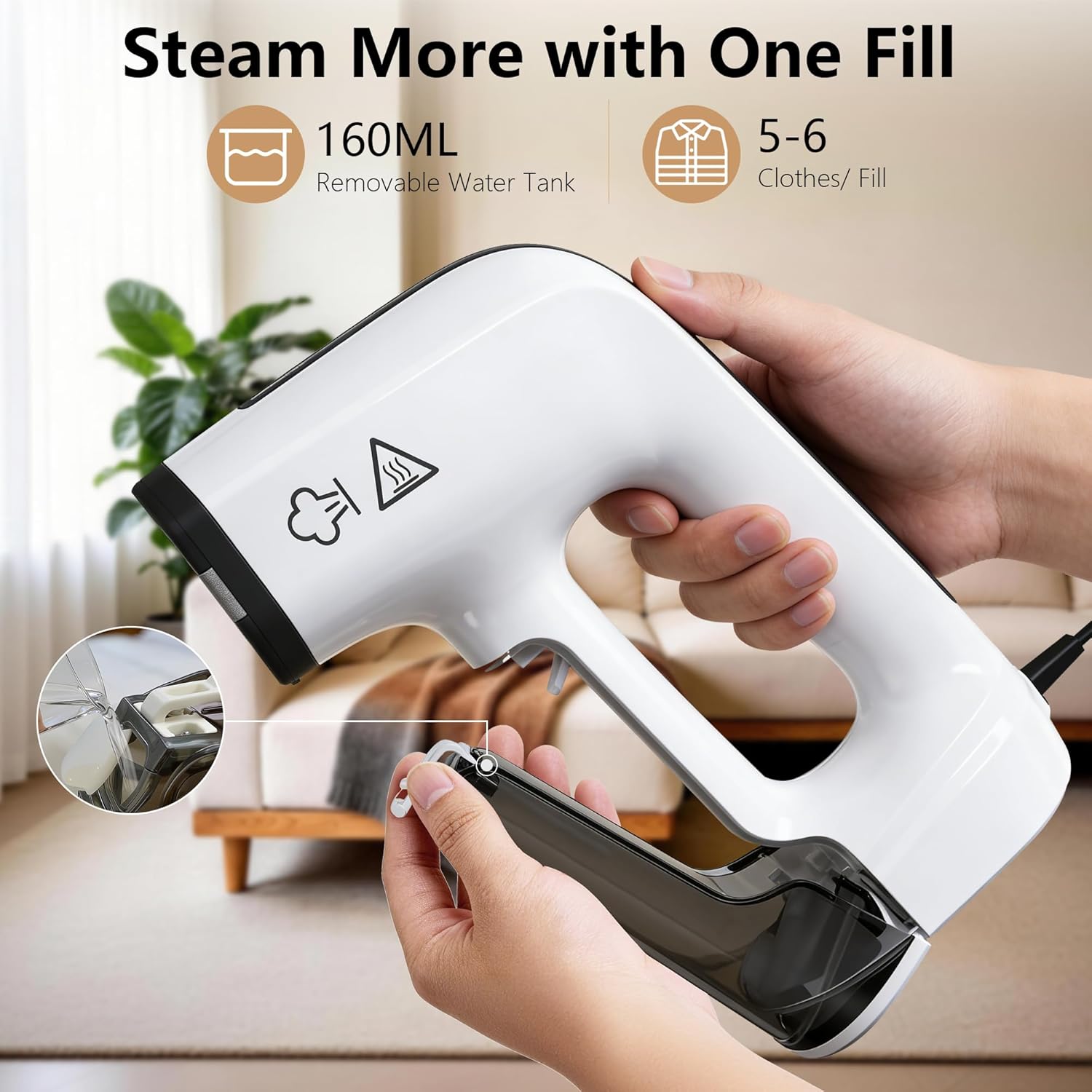 Vacuum Clothes Steamer 2500Pa Suction Handheld Steam Iron LED