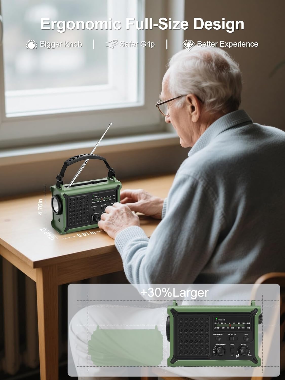 Emergency Wind Up Radio Solar Hand Crank 12000mAh SOS