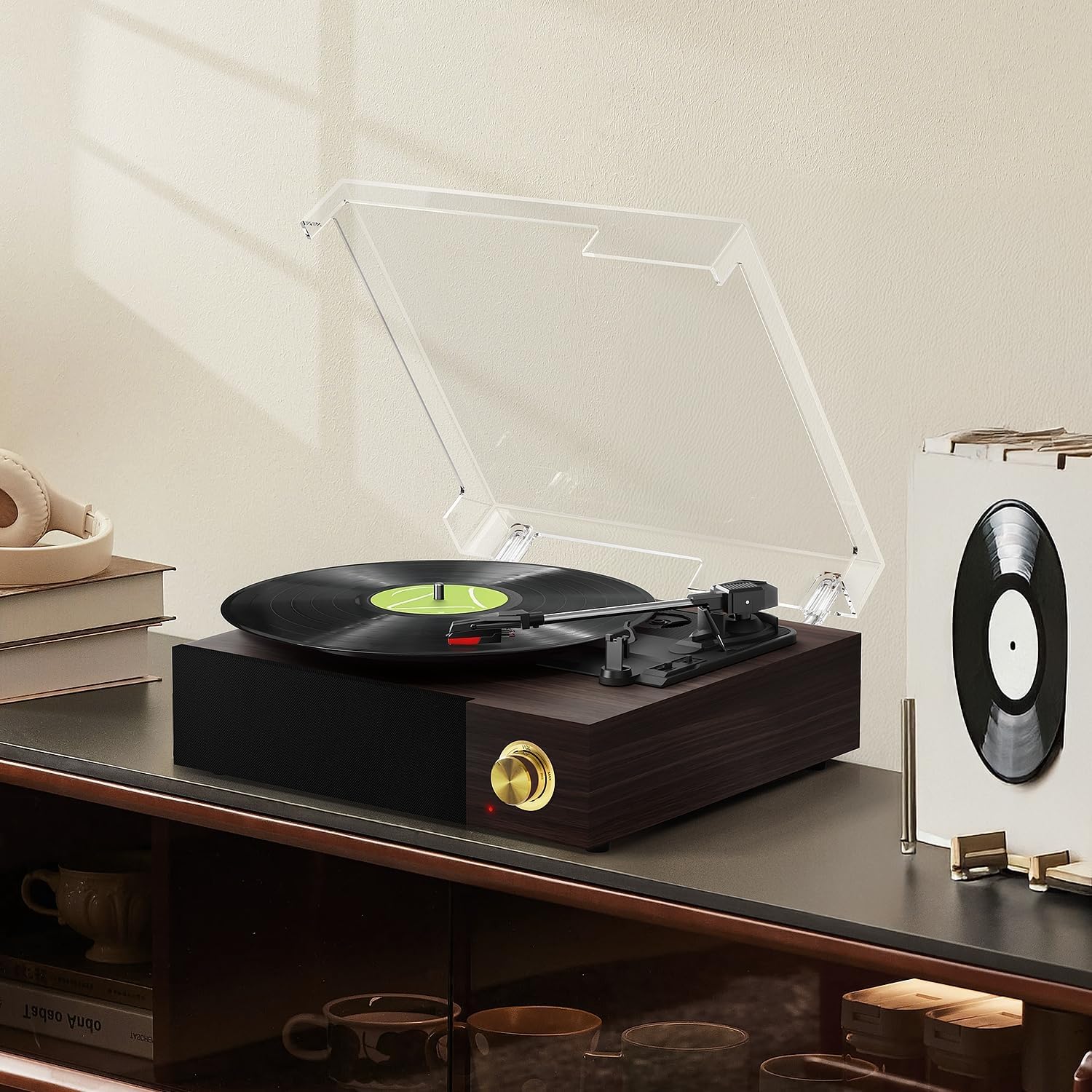 Bluetooth Vinyl Record Player Turntable with Speakers 3-Speed Belt Drive
