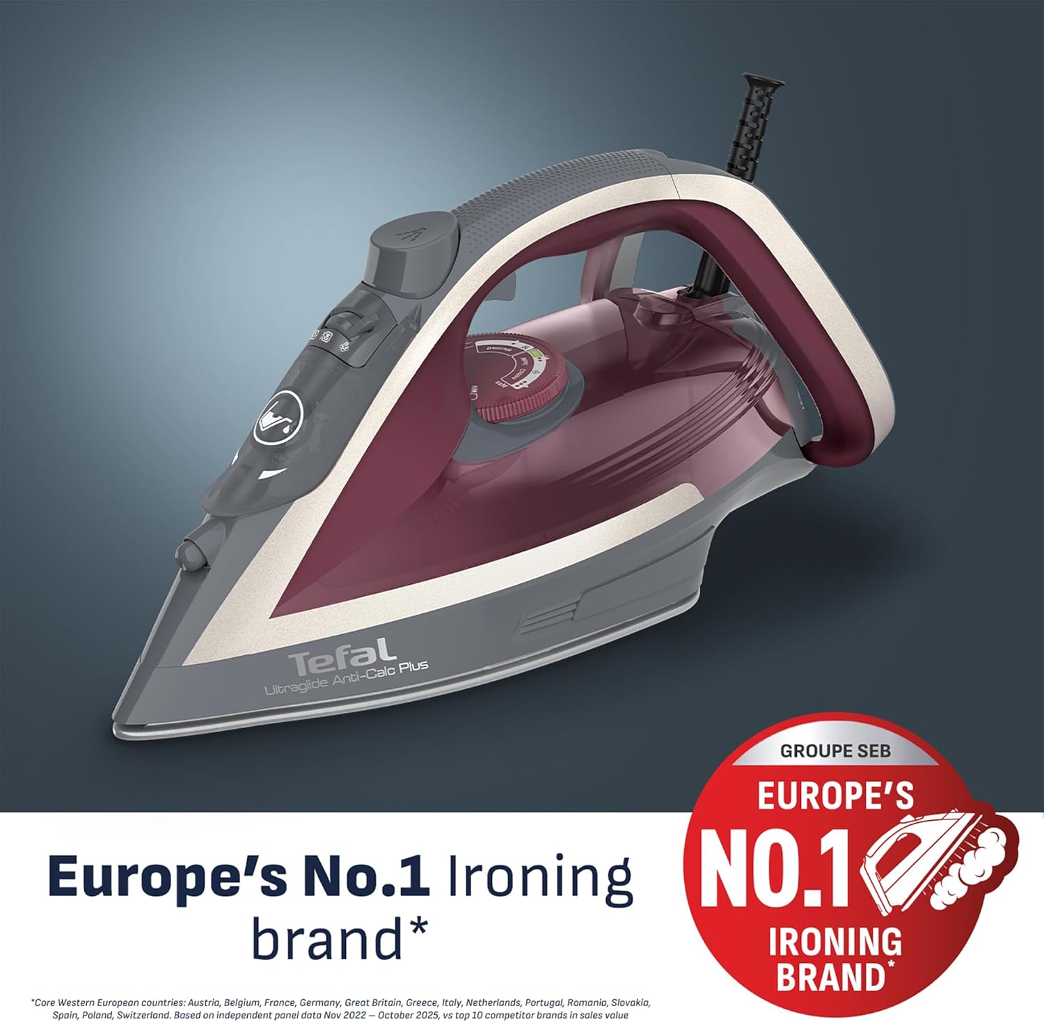 2800W Steam Iron Non Stick Soleplate Auto Shut Off Anti Drip