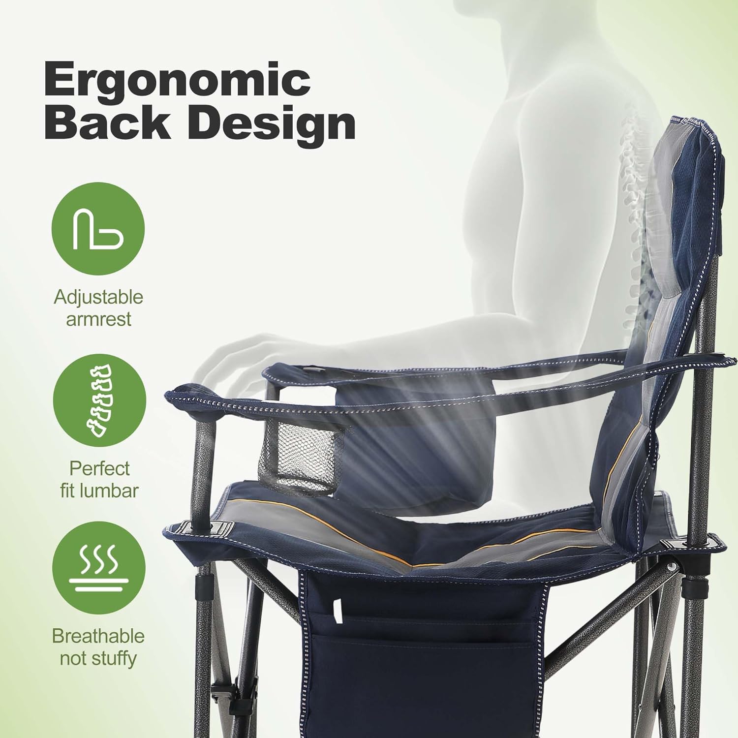 Heavy Duty Folding Camping Chair 200kg Padded Cooler Blue