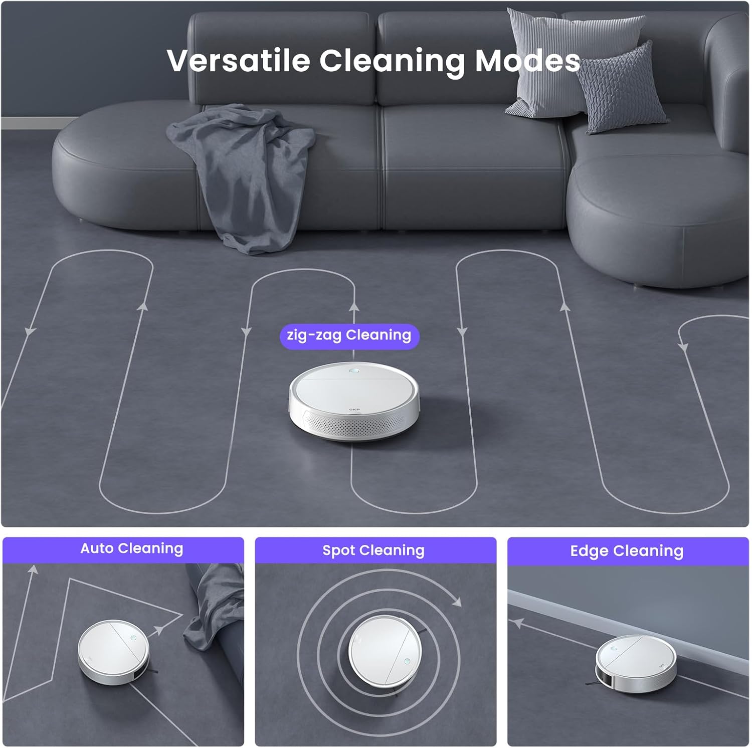 Robot Vacuum Mop 5000Pa 180Min WiFi App Alexa Slim Pet Hair