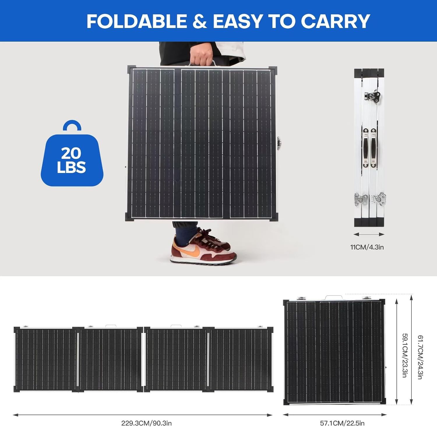 220W Foldable Solar Panel Kit 18V Portable Charger RV Boat