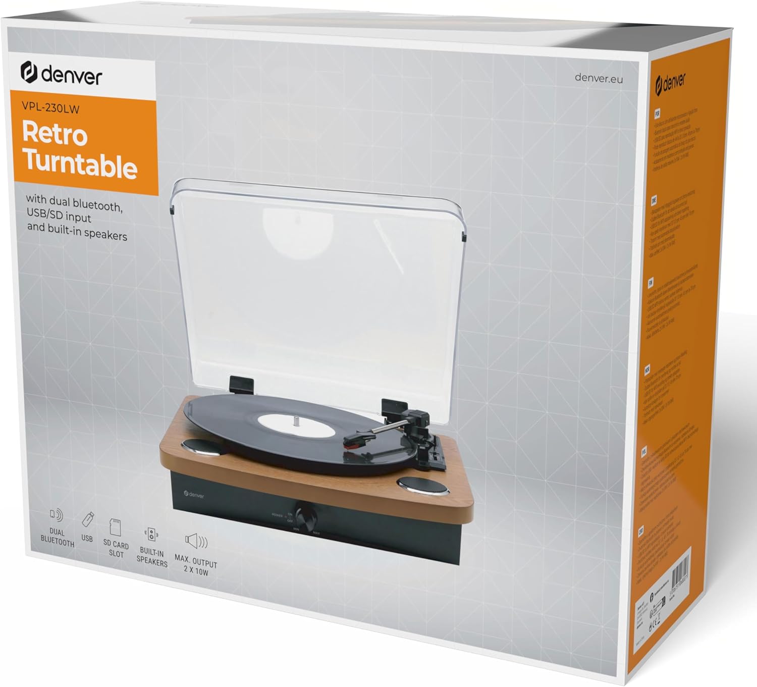 Bluetooth Vinyl Record Player USB SD Recording Stereo Wood