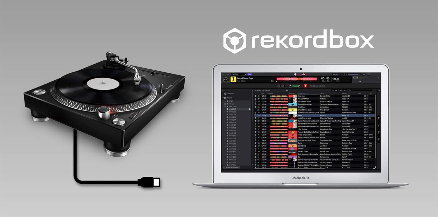 Direct Drive DJ Turntable USB Recording, Scratch & Mix, Black