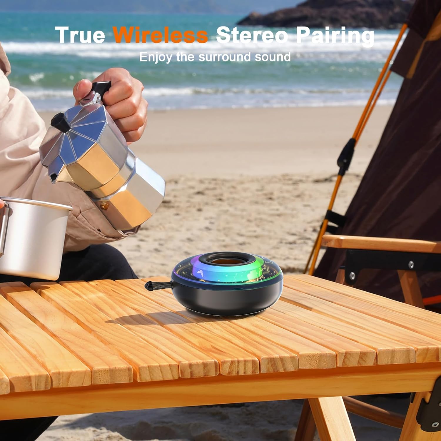 Portable Bluetooth Shower Speaker RGB Waterproof IPX6 360 Sound