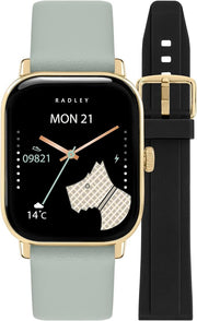 Womens Smart Watch Set Black Silicone Leather Strap